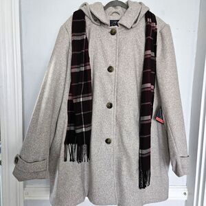 NWT St John's Bay Wool Blend Hooded Pea Coat | 3X